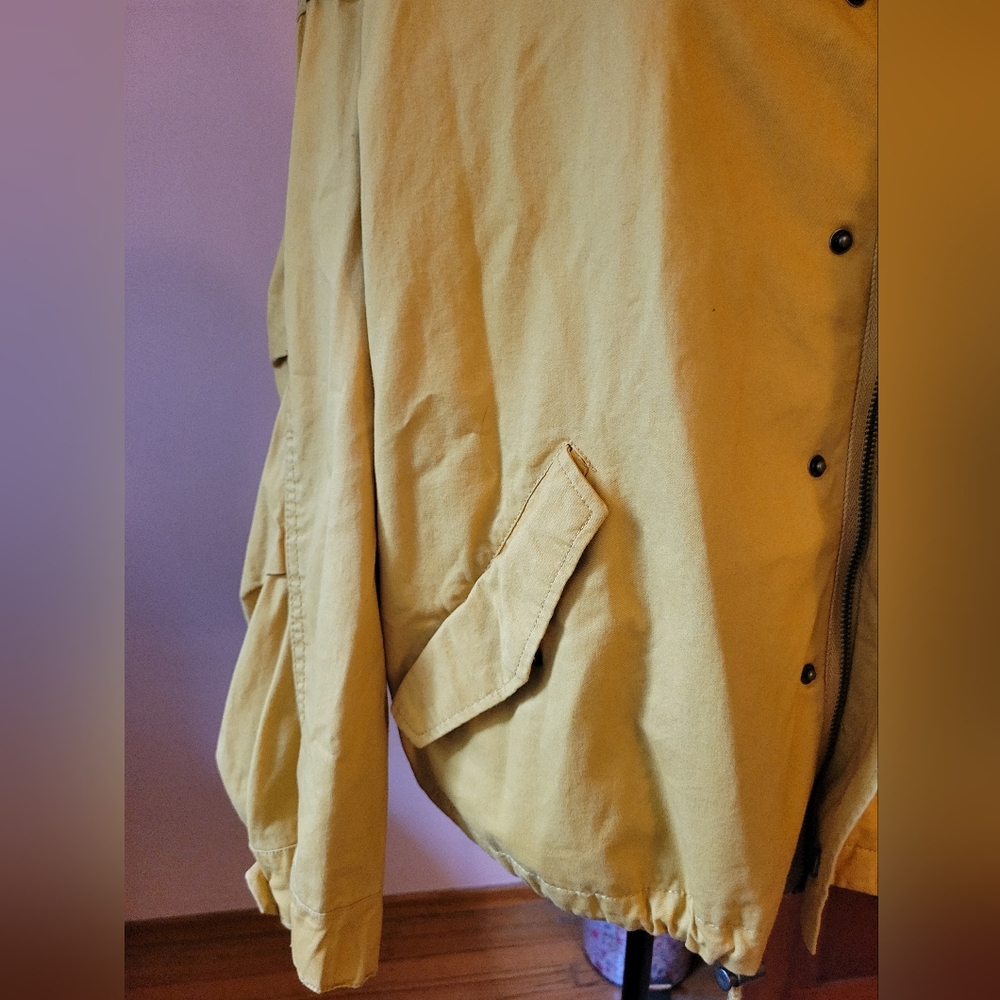 Forever 21 Mustard Yellow Hooded Cargo Jacket, Drawstring Hem, EUC L, Juniors - Picture 5 of 11
